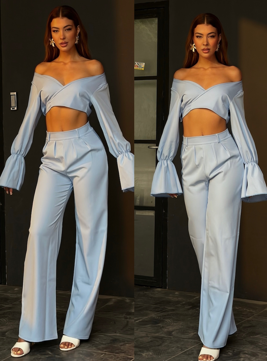 08034_1 Σετ Crop Τοπ / Παντελονι Calmina Ss26 The Kyma Resort Collection
